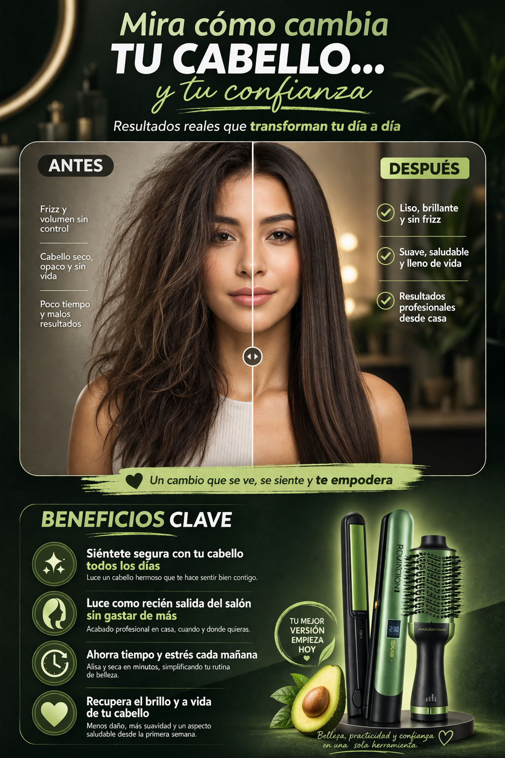combo Cepillo secador + plancha GlowLiss 2 en 1